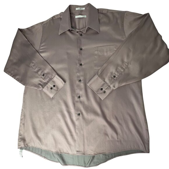 Geoffrey Beene Mens XL 17 1/2 33-35 Wrinkle-Free Sateen Dress Shirt Lavender - Picture 15 of 16